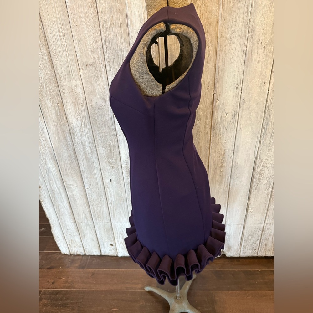 Maia Chic Sleeveless Ruffle Hem Dress in Deep Purple - Picture 8 of 10